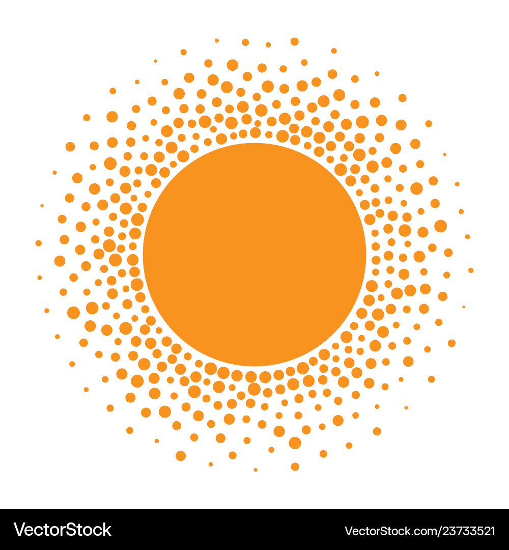 Sun icon halftone orange circle Sun icon halftone orange circle vector image