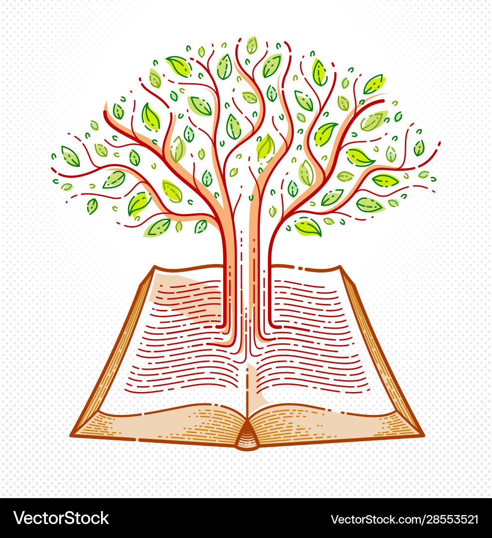 Tree growing from text lines an open vintage Tree growing from text lines an open vintage vector image
