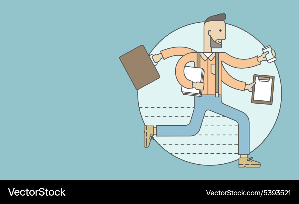 Worker with multitasking job Vector Image