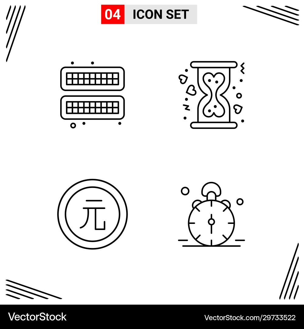 4 icons line style grid based creative outline 4 icons line style grid based creative outline vector image