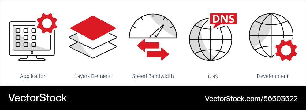 A set of 5 web design icons as application layers vector image