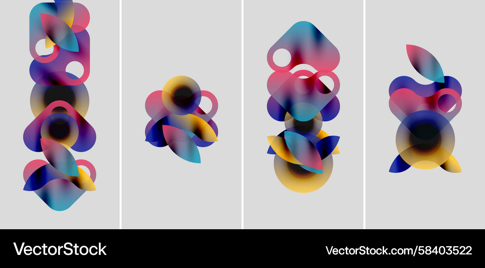 Abstract colorful shapes arranged vertically four Abstract colorful shapes arranged vertically four Vector Image
