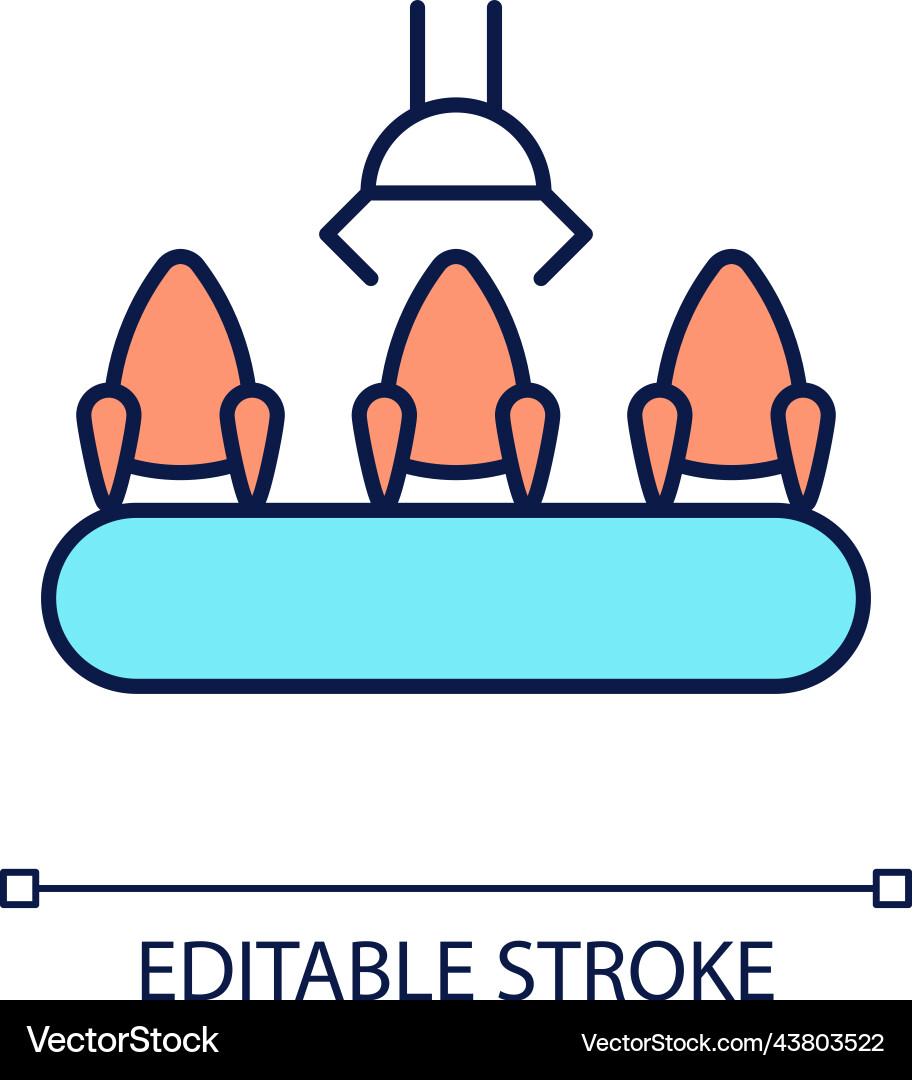 Assembly line with spacecrafts rgb color icon vector image