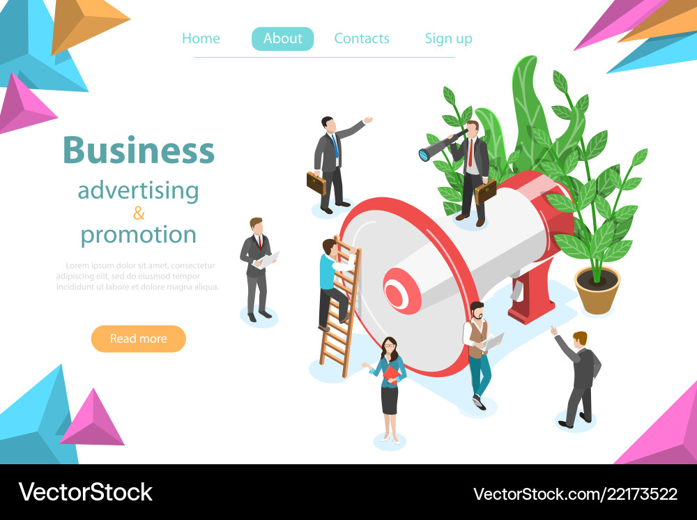 Business Werbung und Promotion isometrische Wohnung Business Werbung und Promotion isometrische Wohnung vektorbild