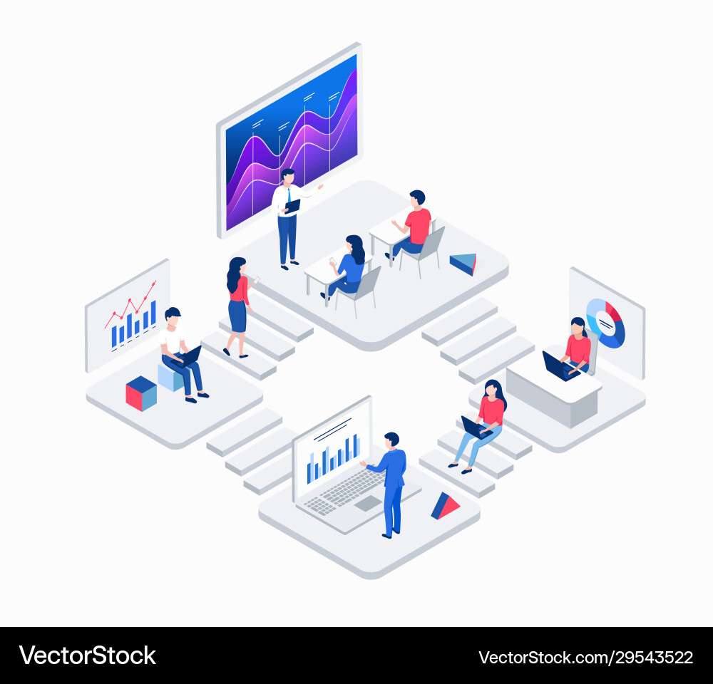 Data Analysis Isometric Charts vector image