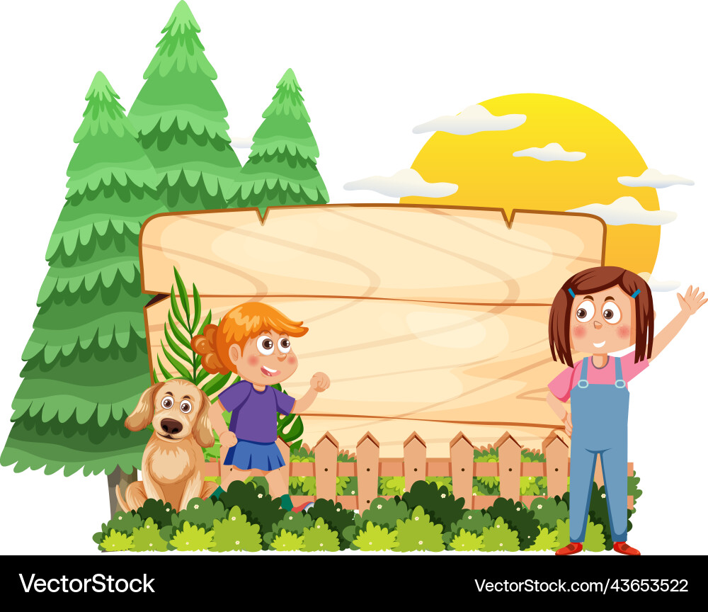 Empty board template with cartoon character Vector Image