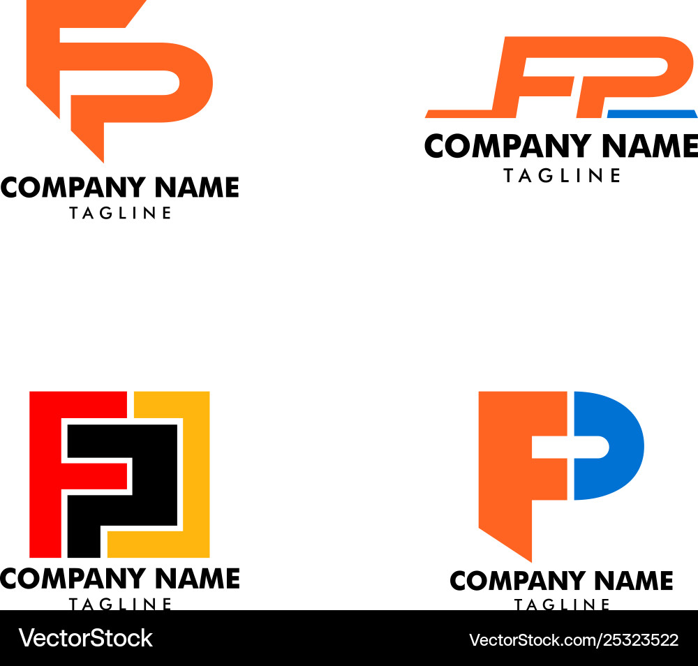 FP Initial Logo Template - Monogram Style vector image
