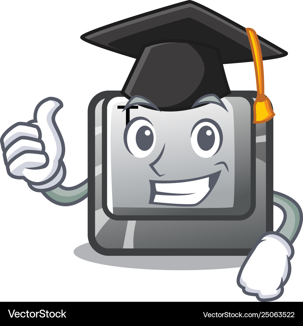 Graduation t button installed on character Vector Image