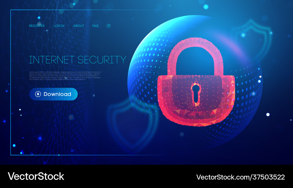 Low poly lock data security concept cyber Low poly lock data security concept cyber vector image