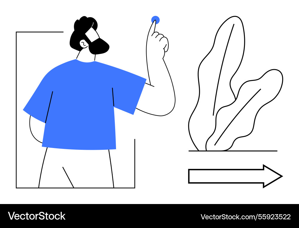 Man interacting with digital element surrounded Man interacting with digital element surrounded vector image