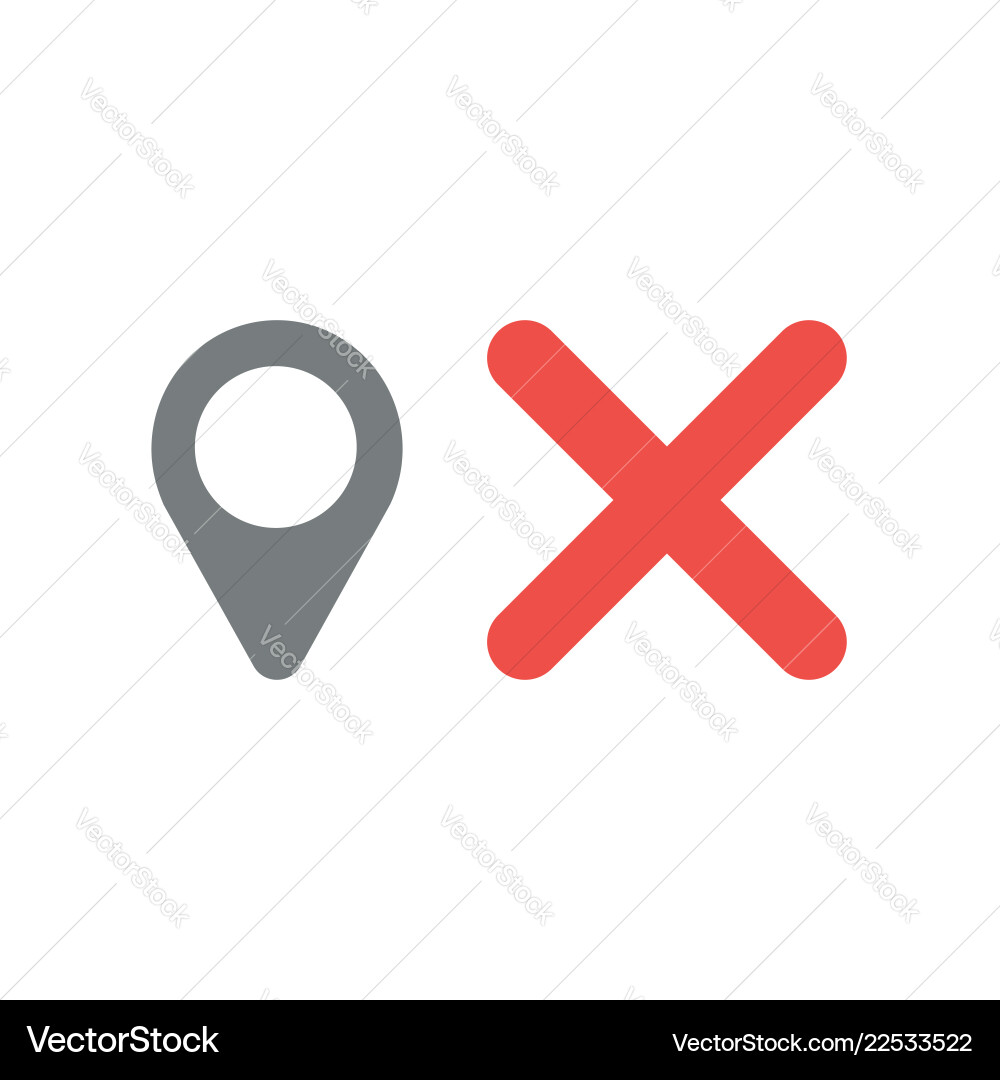 Map Pointer with X - Error or Rejected vector image