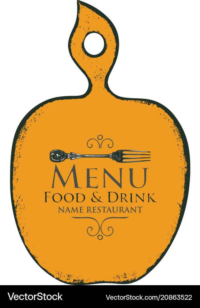 Menu in the form of cutting board with fork Vector Image