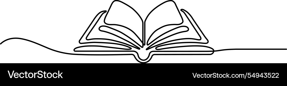 Minimalist open book continuous one line drawing vector image