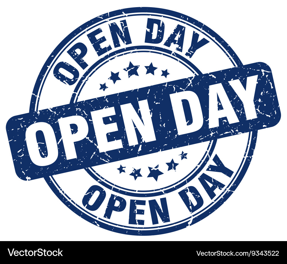 Open day blue grunge round vintage rubber stamp Vector Image