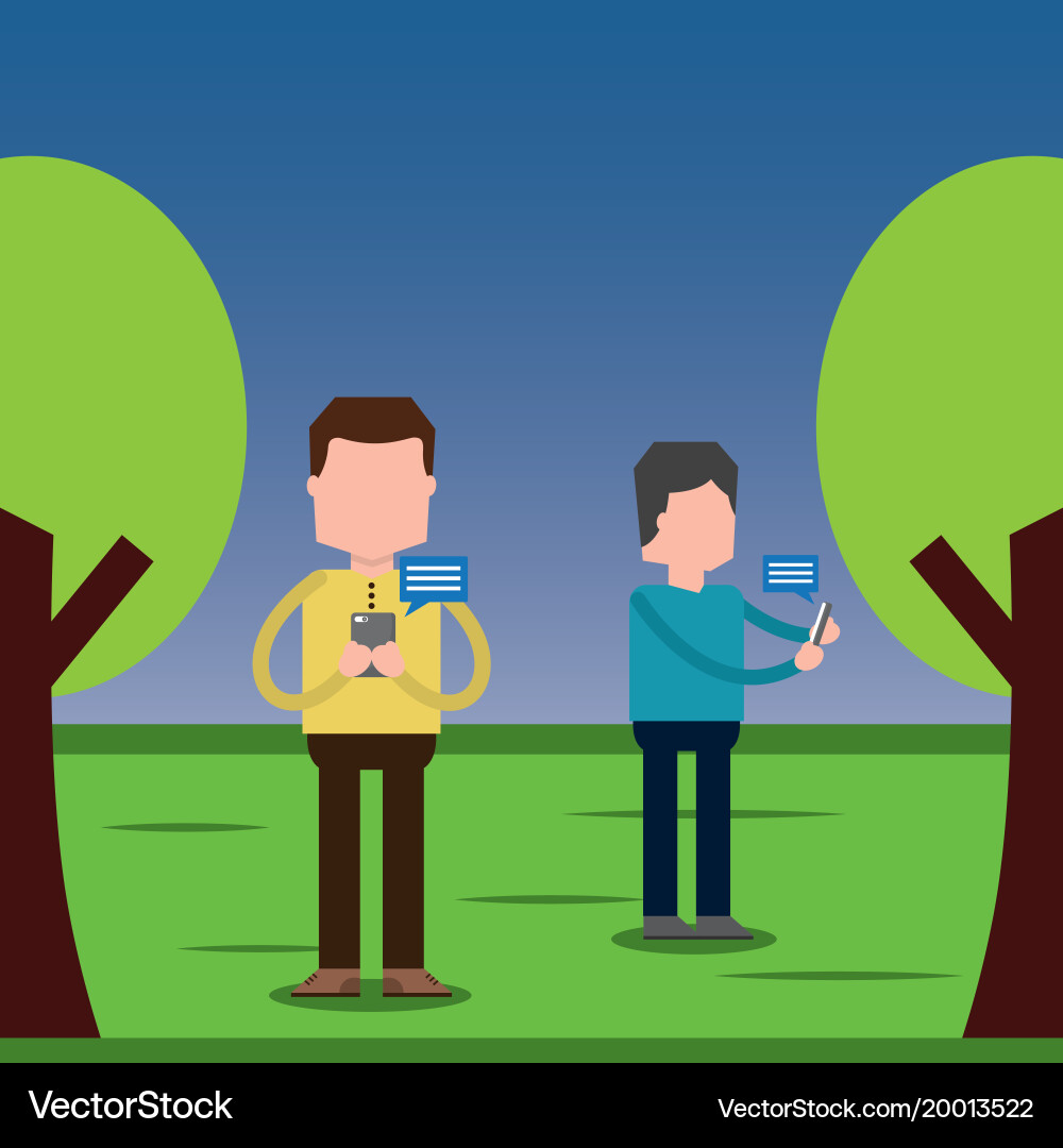 People using smartphone for texting messages each Vector Image