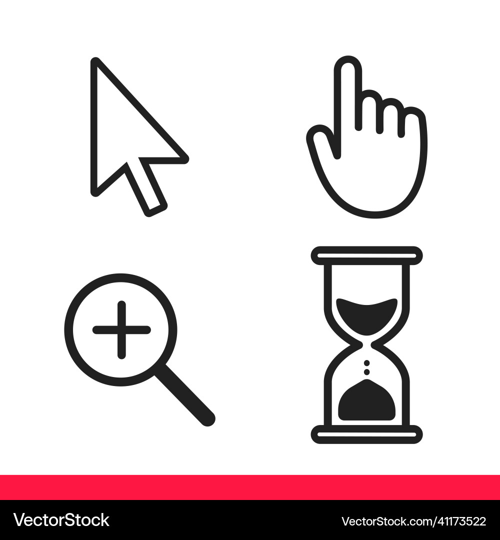 Pointer hand arrow hourglass loading clock mouse Pointer hand arrow hourglass loading clock mouse vector image