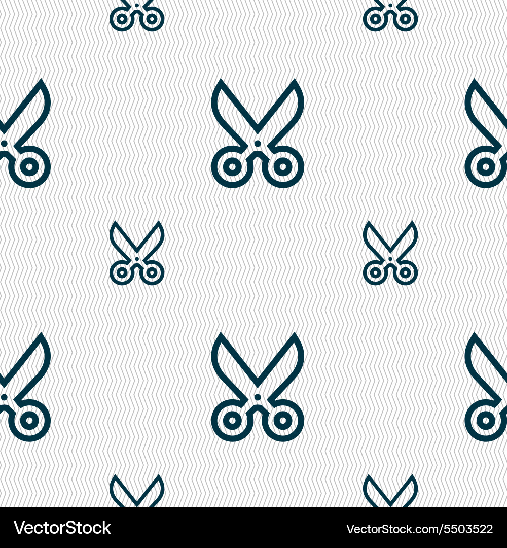 Scissors icon sign seamless pattern with geometric vector image