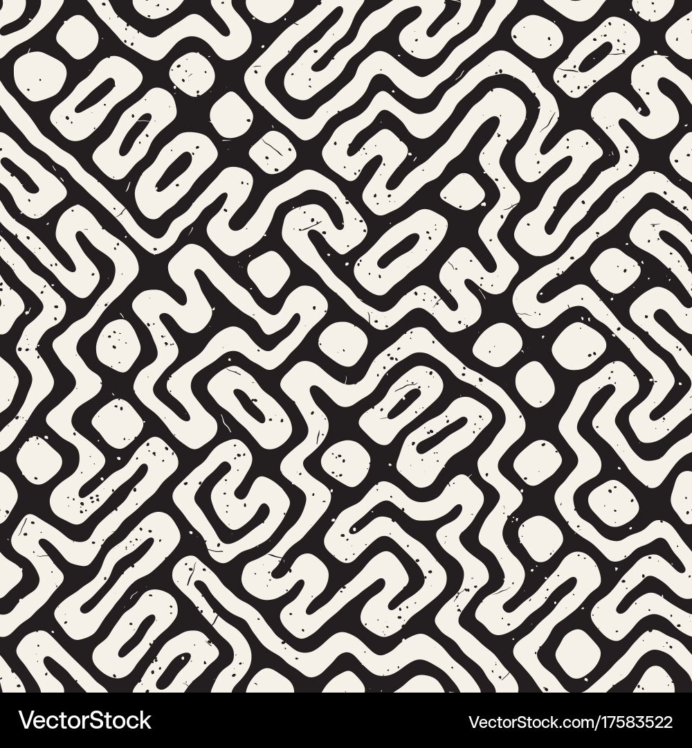 Seamless pattern with maze lines monochrome Vector Image