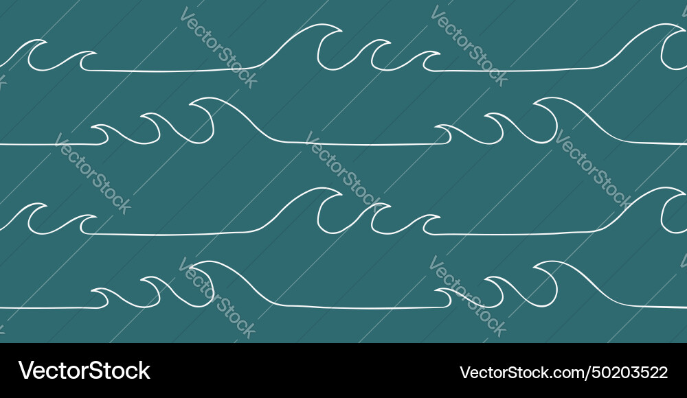 Seamless wave pattern drawn with one continuous vector image