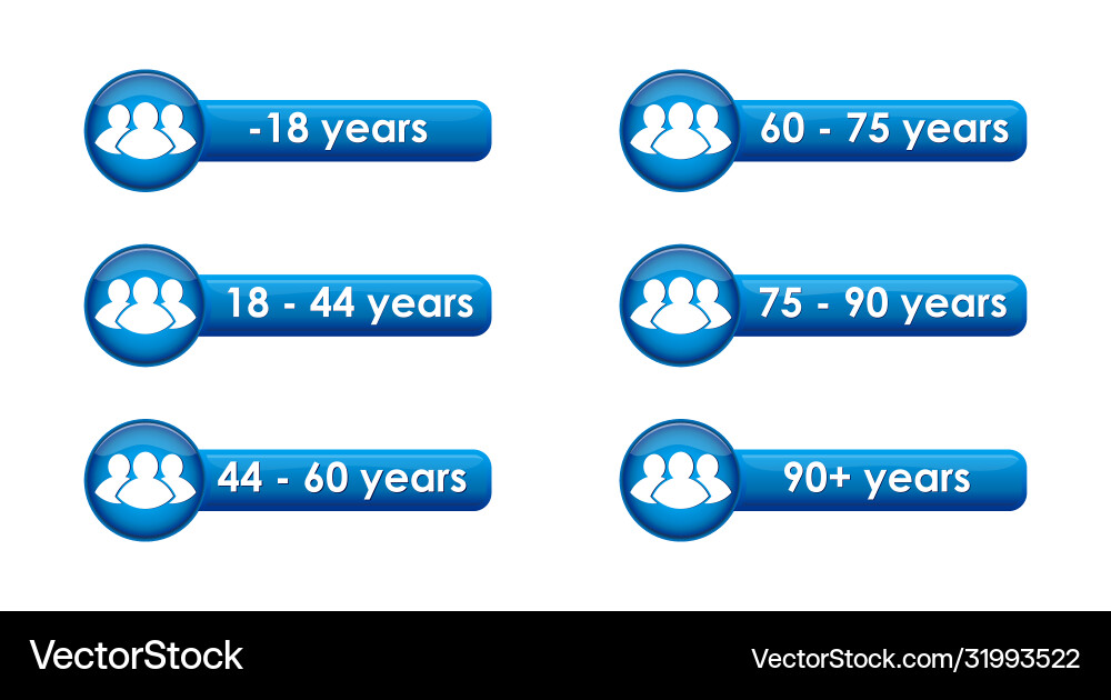Set buttons with age limits for statistics Set buttons with age limits for statistics vector image