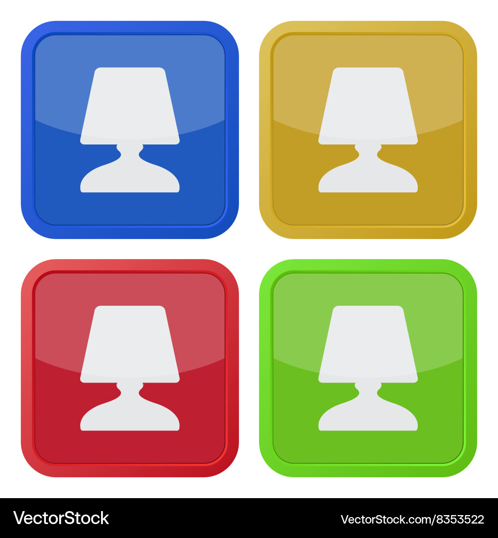 Set of four square icons with bedside table lamp Vector Image