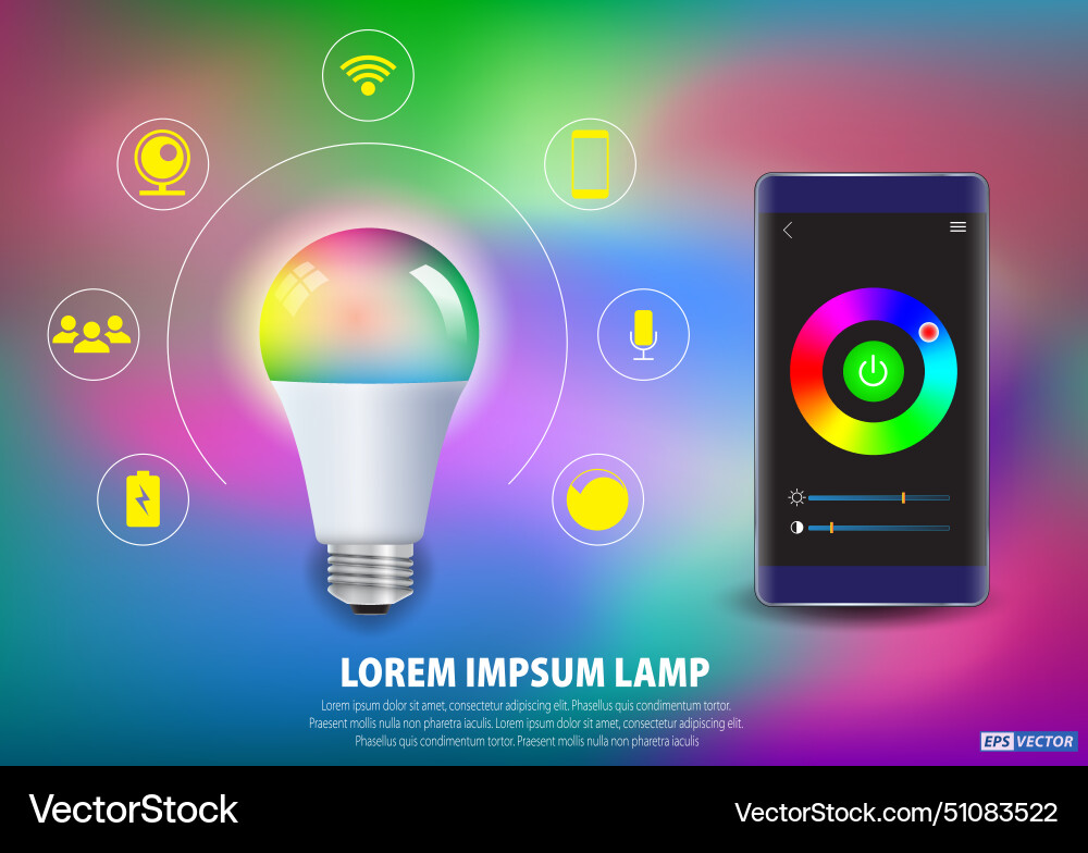 Set of realistic smart wifi led bulb mockups 3d i Vector Image
