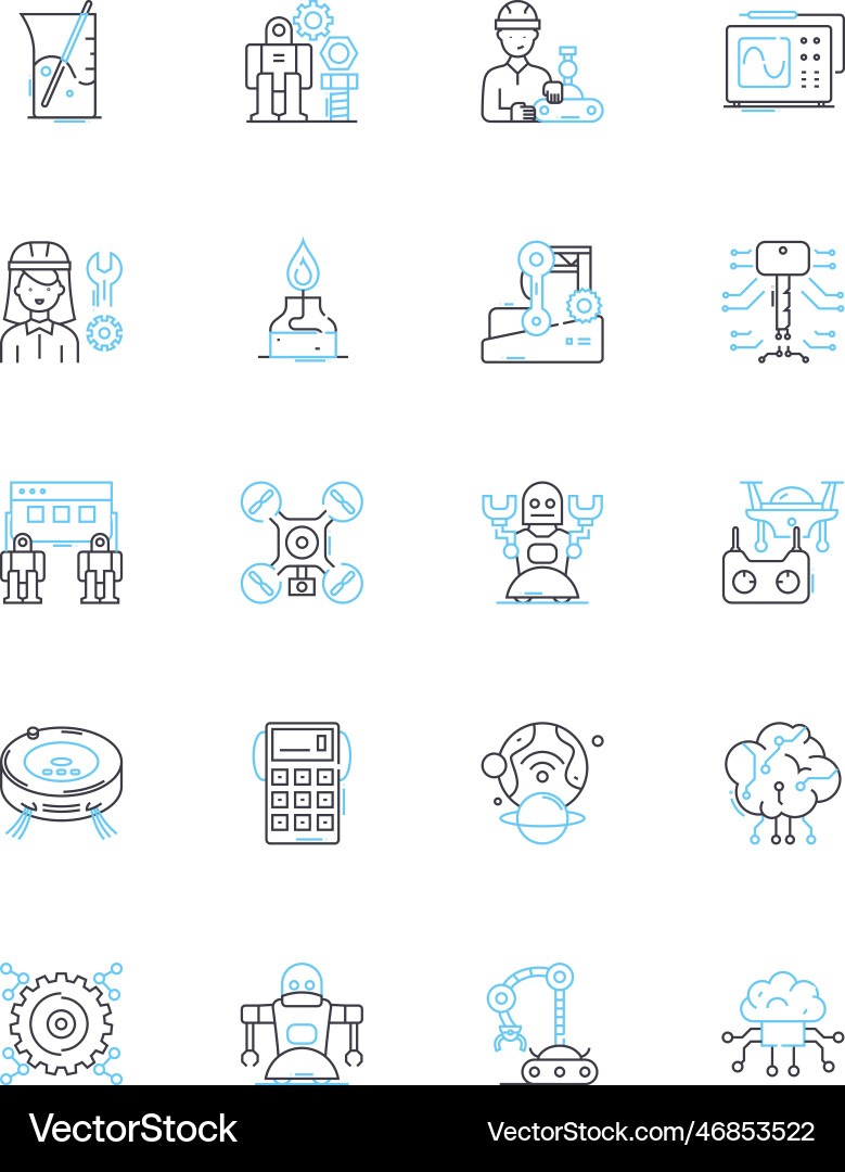 Synthetic creation linear icons set artificial Vector Image