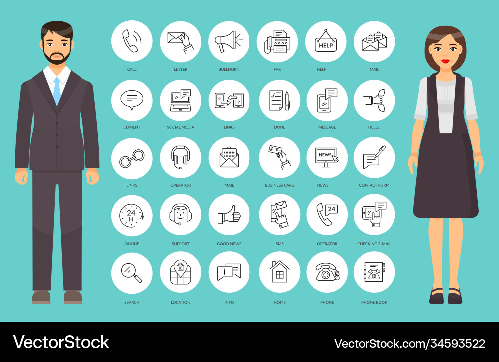 Web icons in simple outline style symbols Web icons in simple outline style symbols vector image