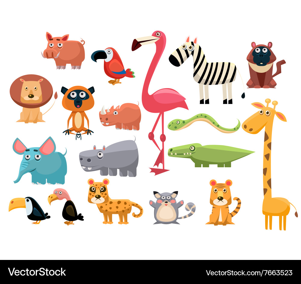 African Wildlife Collection Vector Image