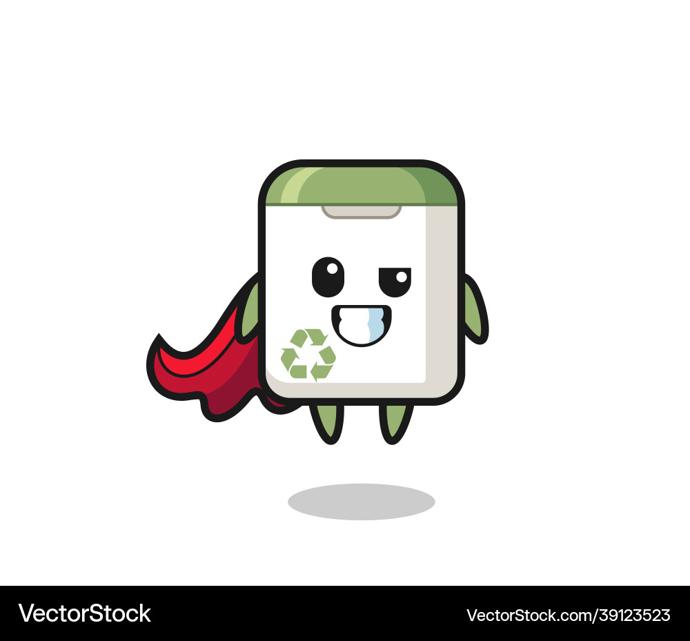 Cute trash can character as a flying superhero Cute trash can character as a flying superhero vector image