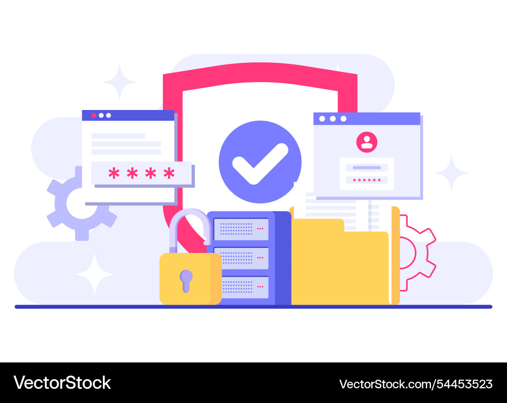 Database protection cyber security data center Database protection cyber security data center vector image