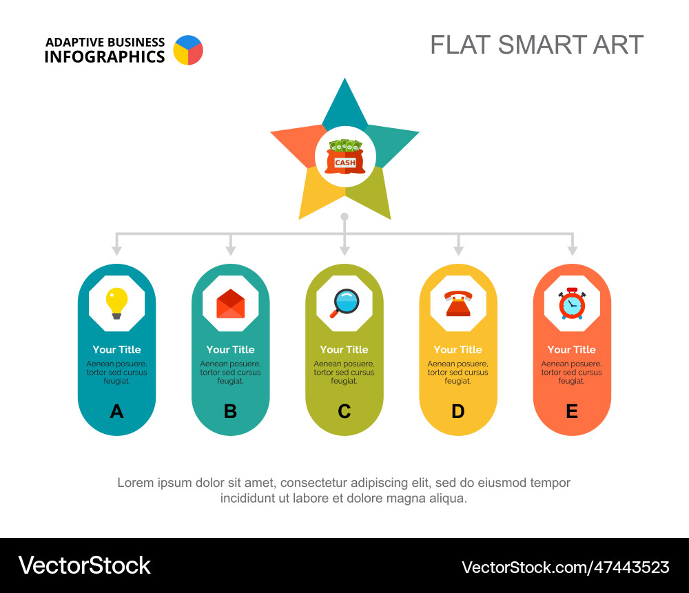Five options flowchart slide template vector image