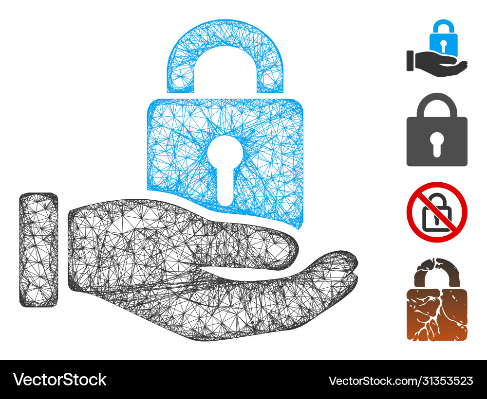Hand with lock web mesh Hand with lock web mesh vector image