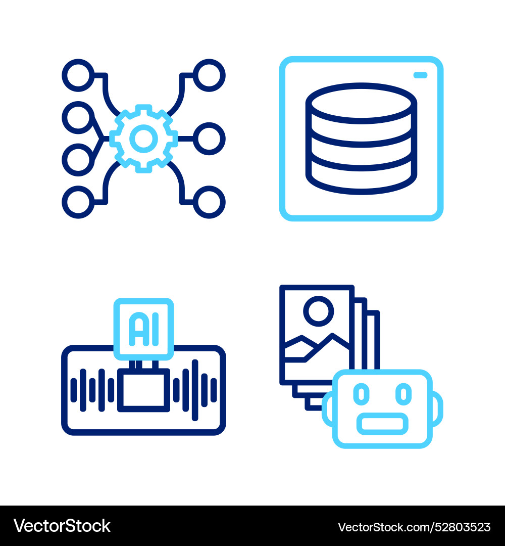 Linie künstliche Intelligenz Roboter ai Server Linie künstliche Intelligenz Roboter ai Server vektorbild