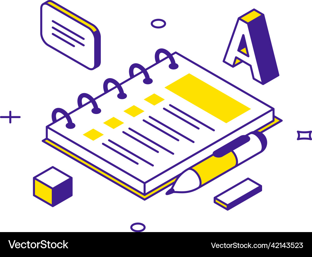 Paper notepad on spring for studying making notes vector image