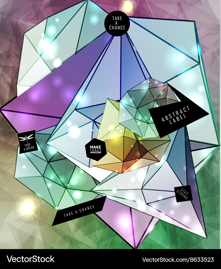 Polygonal triangles and space background Vector Image