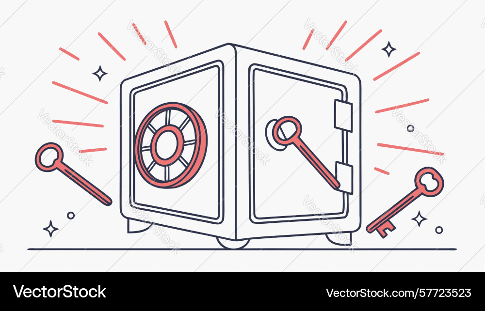 Safe with keys and lock security and access vector image