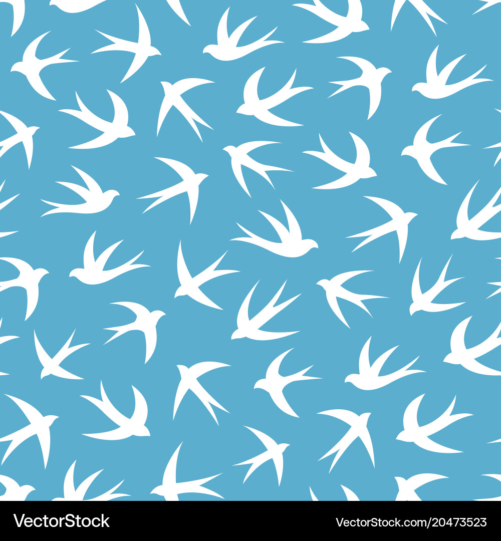 Seamless pattern with a flock of swallows vector image