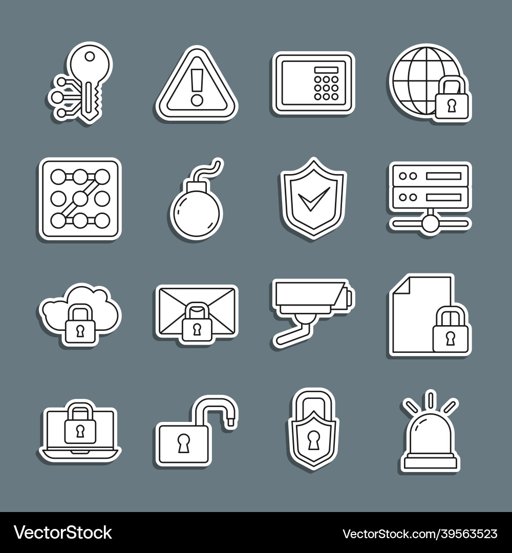 Set line motion sensor document and lock server Set line motion sensor document and lock server vector image