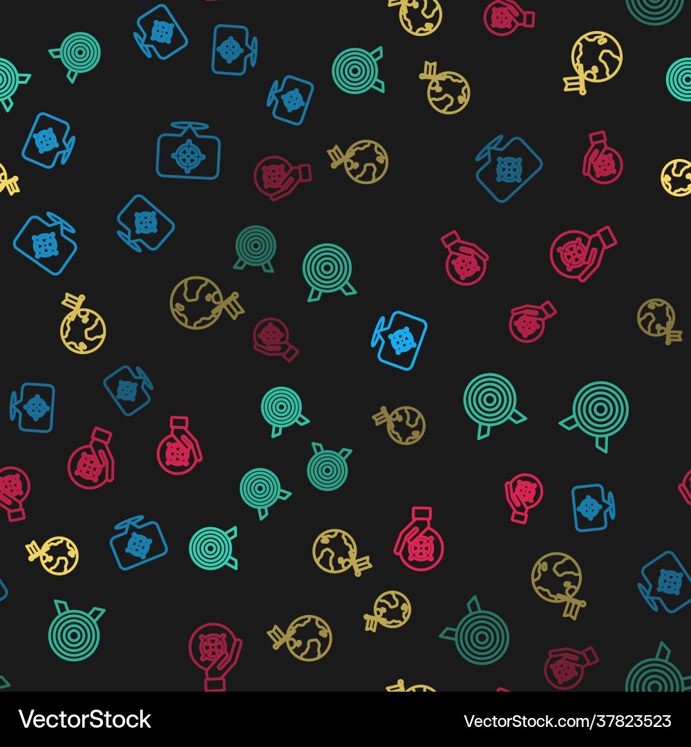 Set line target planet with flag Vector Image