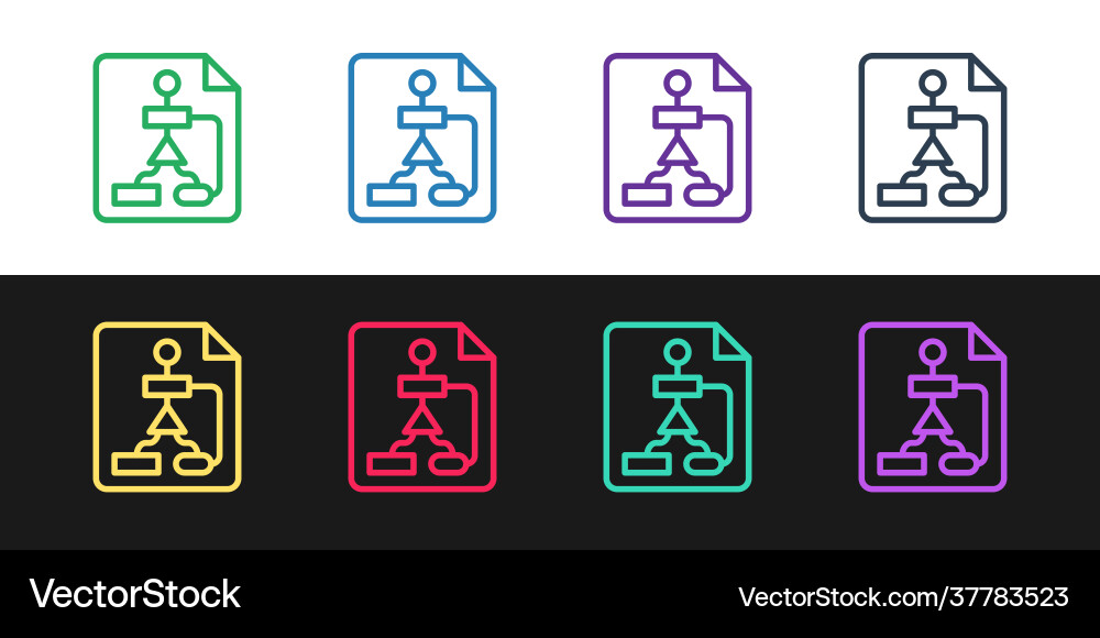 Set line tile flowchart for program design Set line tile flowchart for program design vector image