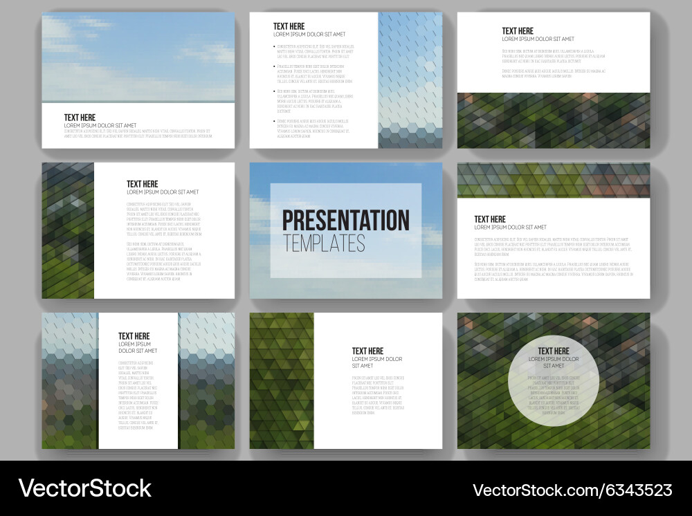 Set of 9 templates for presentation slides nature Vector Image