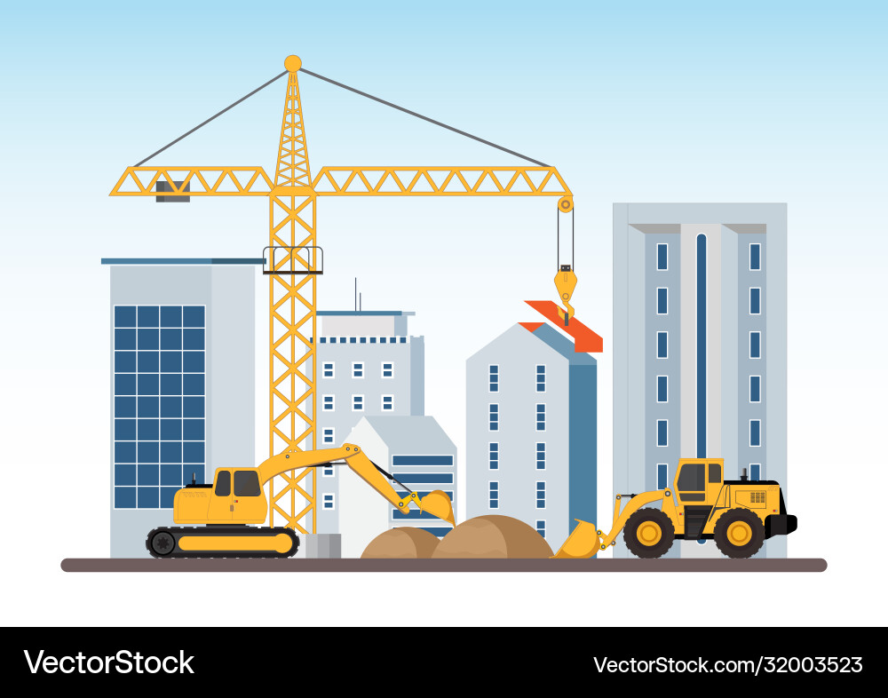 Under construction building work process Vector Image