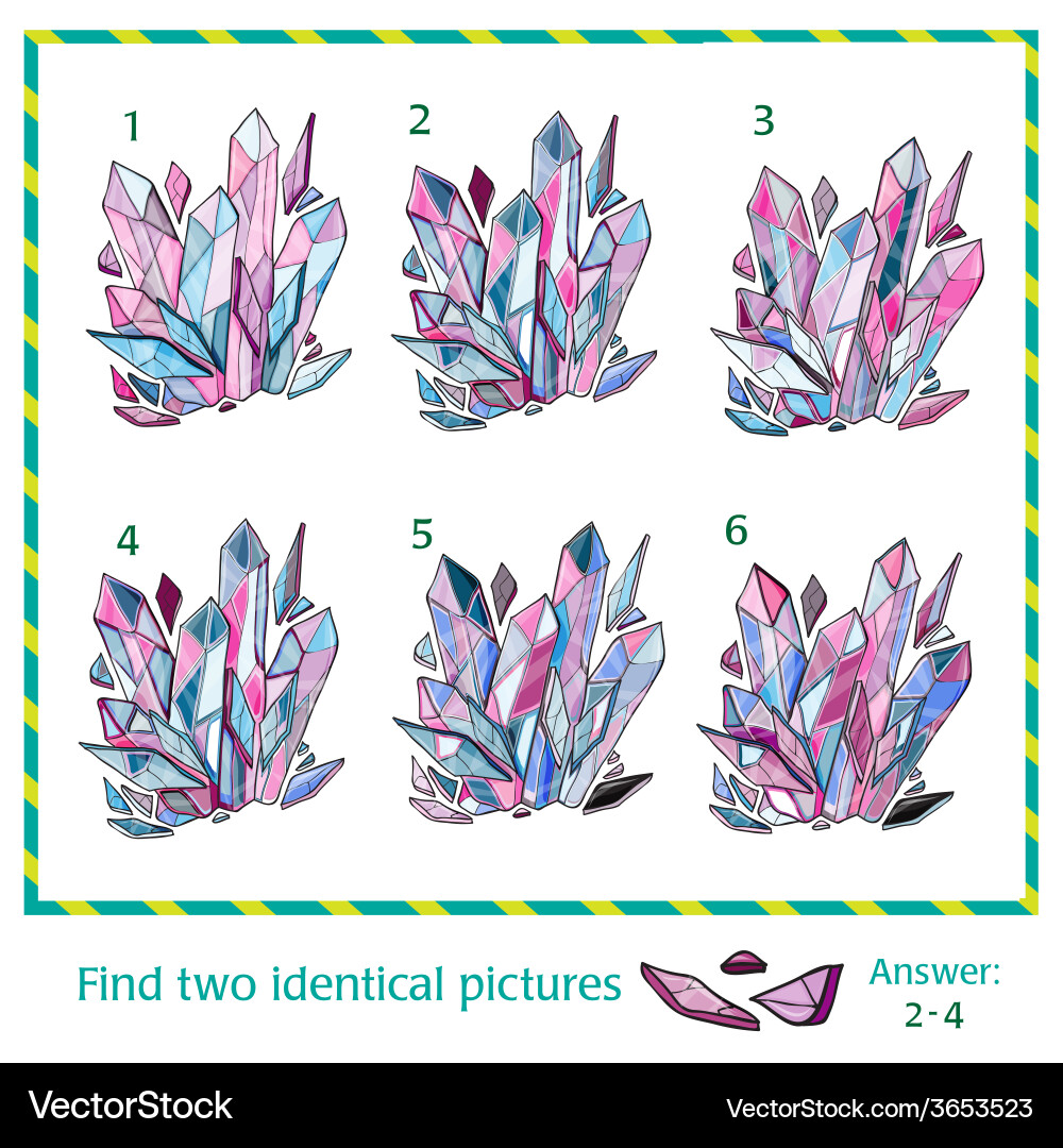 Visual puzzle - find two identical images vector image