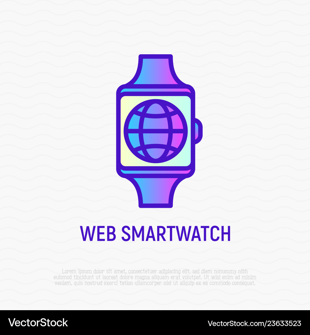 Web smartwatch globe on device screen line icon vector image