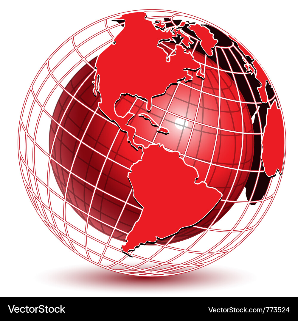 Abstract Globe Icon - Red vector image