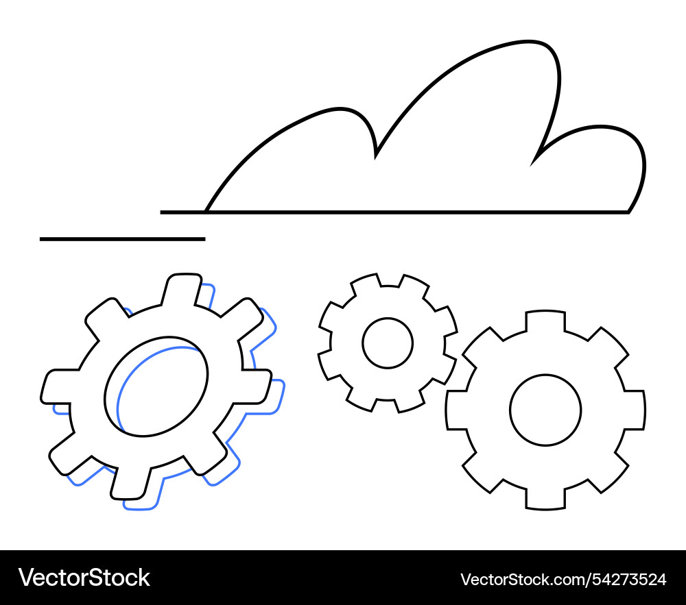 Cloud computing concept with three gears Cloud computing concept with three gears Vector Image
