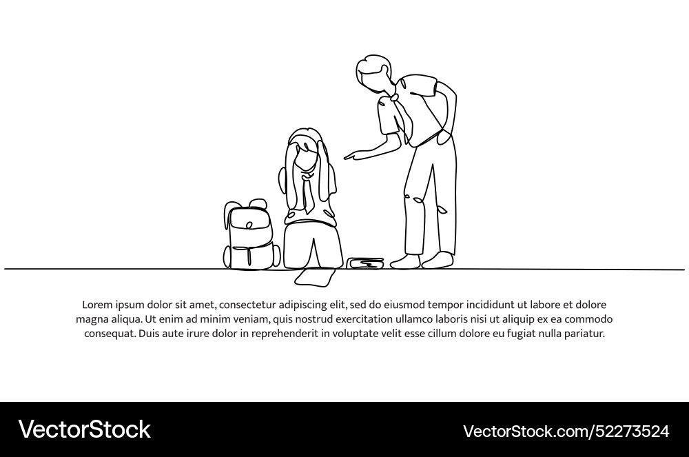 Continuous one line design of bullying in class Vector Image