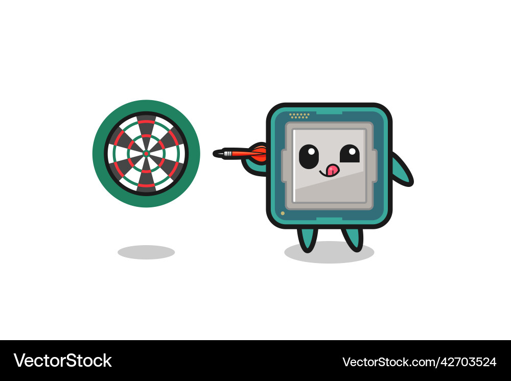 Cute processor is playing dart Vector Image