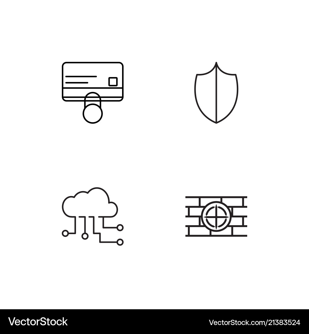 Cyber security linear icons set simple outline vector image